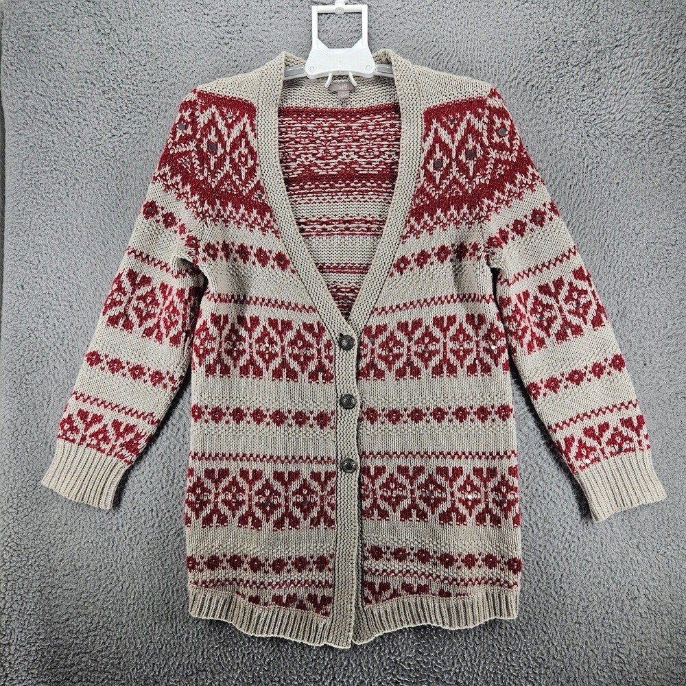 J Jill Cardigan Women's Medium Yak Hair & Wool Blend Metallic Sequin Nordic - M